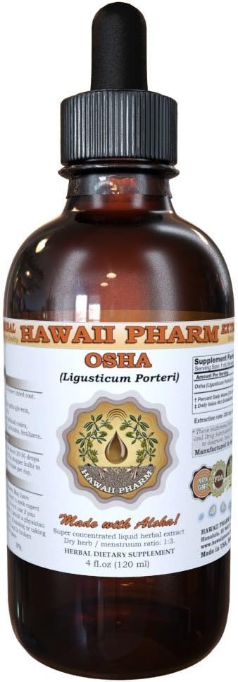 Hawaii Pharm OSHA (Ligusticum porteri) Liquid Extract, Tincture, Herbal Suplemen, Dibuat di Amerika Serikat, 2 fl.oz