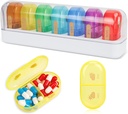 FYY Travel Pill Organizer, 14 Comment Daily Pill Organizer Portable Case Detacsible Daily Pill Box for Purse Pocket to Hold Vitamin, Cod Liver Oil, Suplemen dan Medication-- White