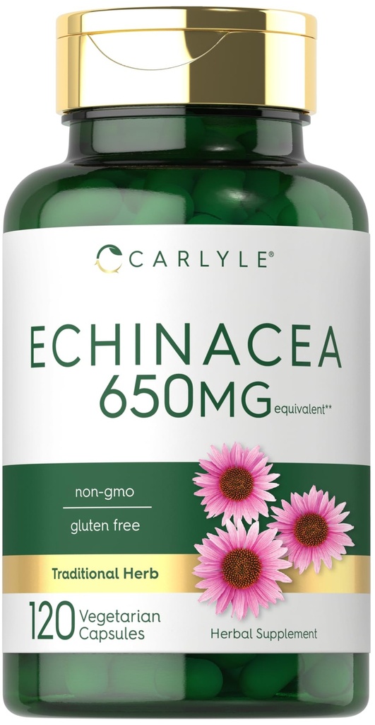 Carlyle Echinacea 124; 650mg 124; 120 Capsules 124; Vegetarian, Non- GMO & Gluten Free Suplemen