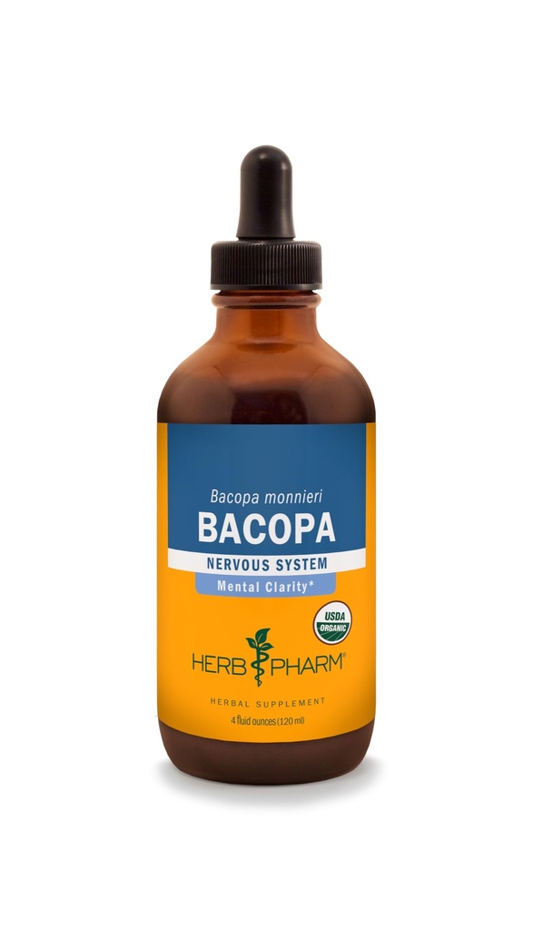 Herb Pharm Certified Organic Bacopa Ekstrak Cair untuk Dukungan Otak - 4 Ounce