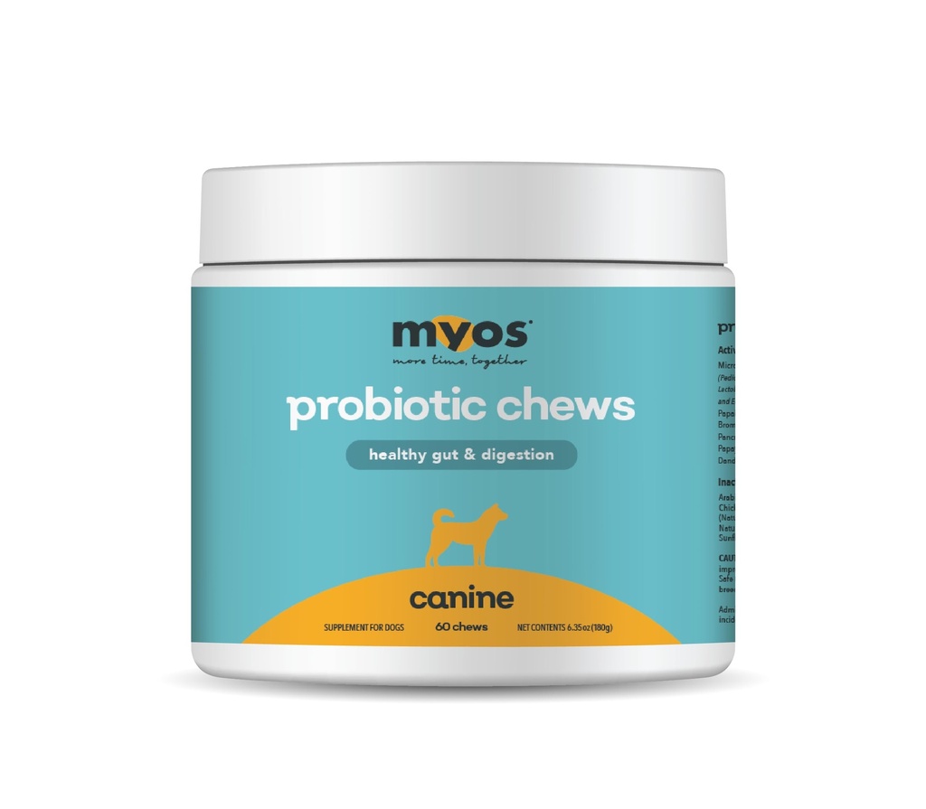 MYOS Probiotic Chew for Dogs - Daily Digetical Support, Promotes Complete Gut Heat Heat Heat Heat Supplemen Enhances Numrient, Suppports Heally Stool - All-inone Chewable Suppplemen