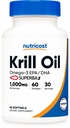 Nuttricost Krill Oil 100mg, 60 Softgels - Omega- 3 EPA- DHA Krill Oil Suffrill