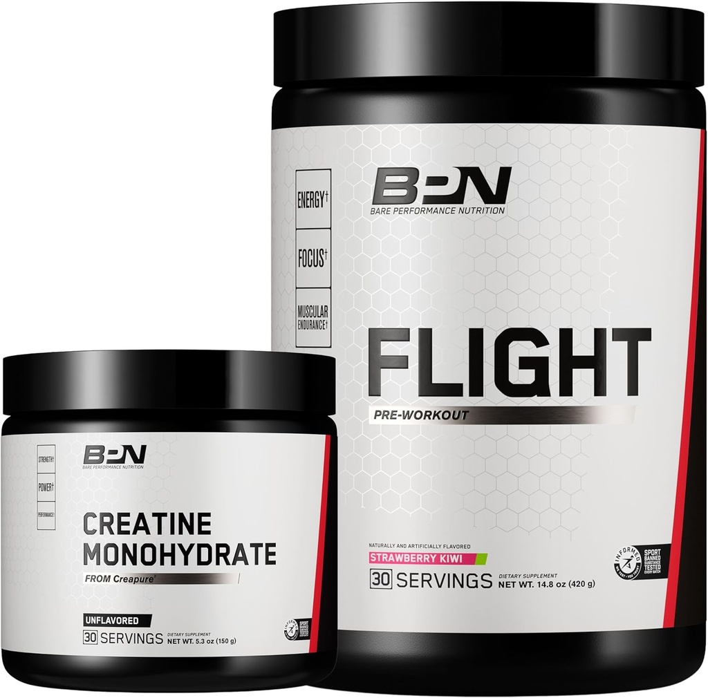 BPN Creatine Monohydgate & Flight Pre Workout (Strawberry Kiwi) Bundle