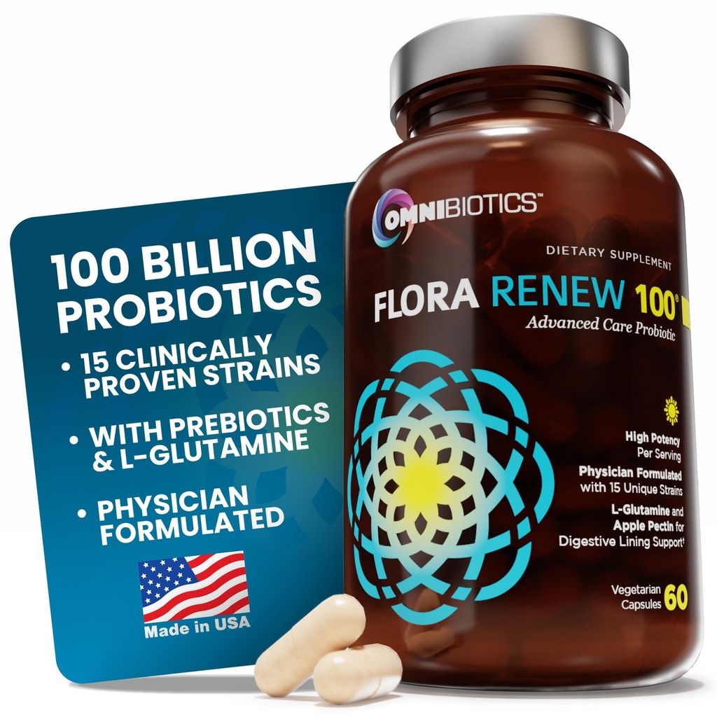 100 Milyar Progities - 15- Strain Probiotic for Women & Men, DRCaps Delayed Release, Prestion, L- Glutamine, Apple Pectin, Gut Lining Dup, Shelf Stable, Non-GMO, 60 Vegan Capsules for Dewasa