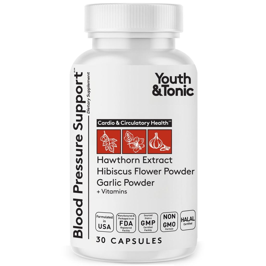Suplemen Dukungan Tekanan Darah Alam & Tonik w / Hawthorn Hibiscus & High Potency Herbs & Vitamin untuk Retention Air 124; 30 BP Kasules untuk Menjaga Kesehatan Baik 124; Perempuan & Pria