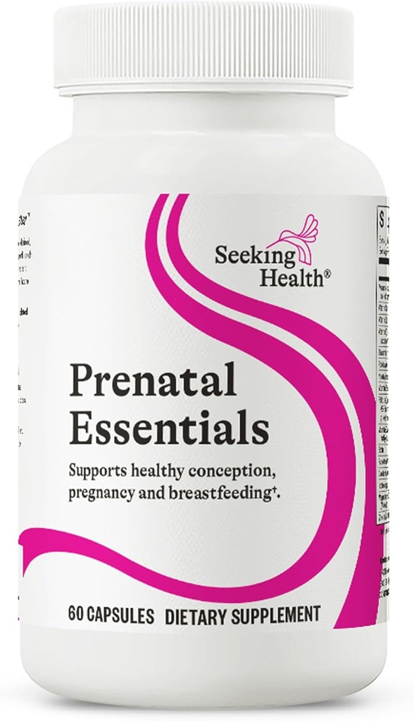 Seeking Health Prenatal Estials, Methylated Biovailable Fleat and B12, Vitamin D3 dan K2, Key Nutrients to Dukung Pregnancy and Breastfeating, Vegetarian (60 Capsules) *