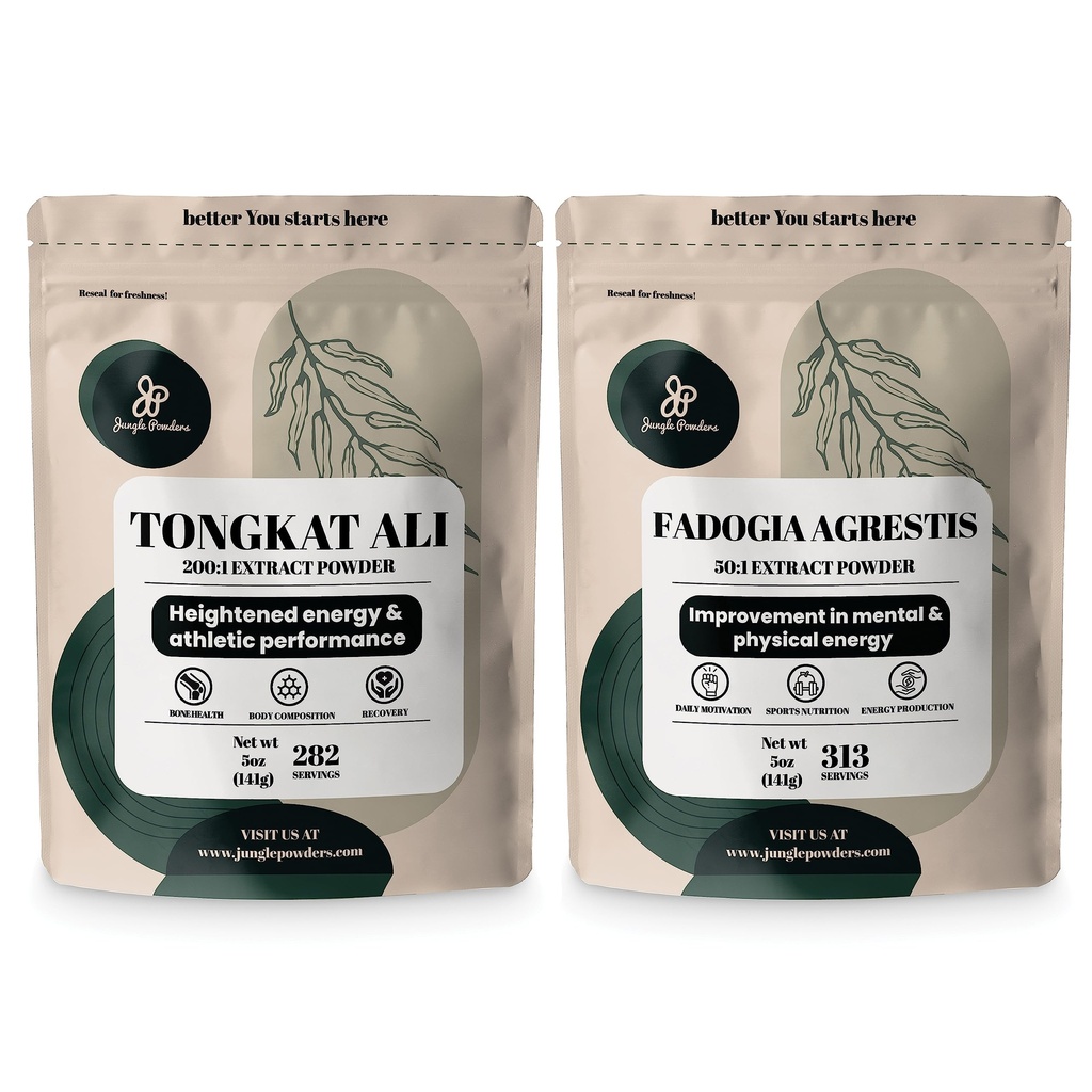 Powder Jungle Tongkat Ali Powder untuk Men 200: 1 Ekstrak, Fadogia Agrestis Ekstraksi Busur untuk Pria 50: 1 Konsentrasi 5oz Suplemen