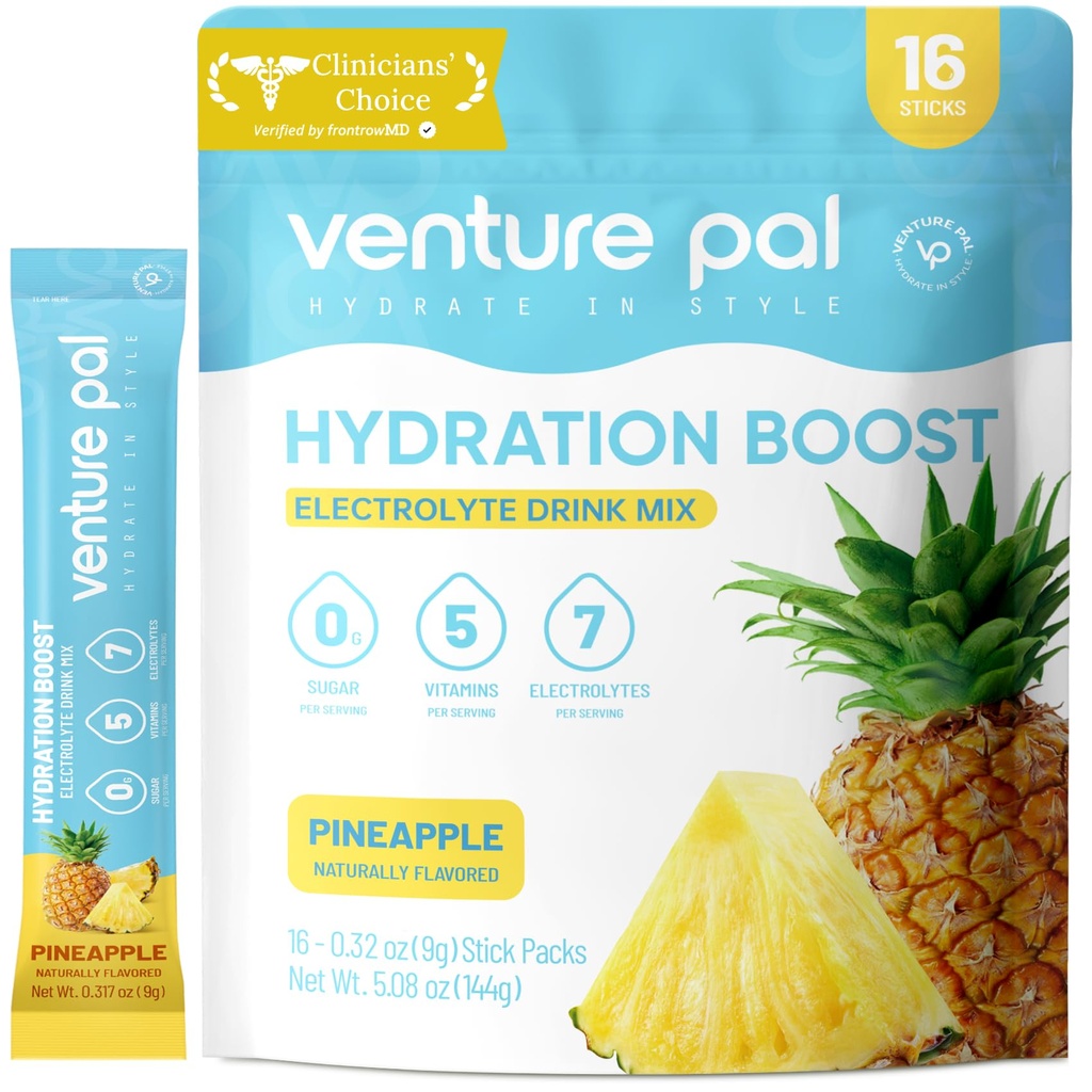 Venture Pal Sugar Free Beat Electrolyte Pawder - Liquid Daily IV Drink for Rapid Hidration & Party Recovery 124; 5 Vitamins & 7 Electrolytes 124; Keto Friendly 124; Non-GMO 124; Sertifikasi Vegan 124; 16 Sticks