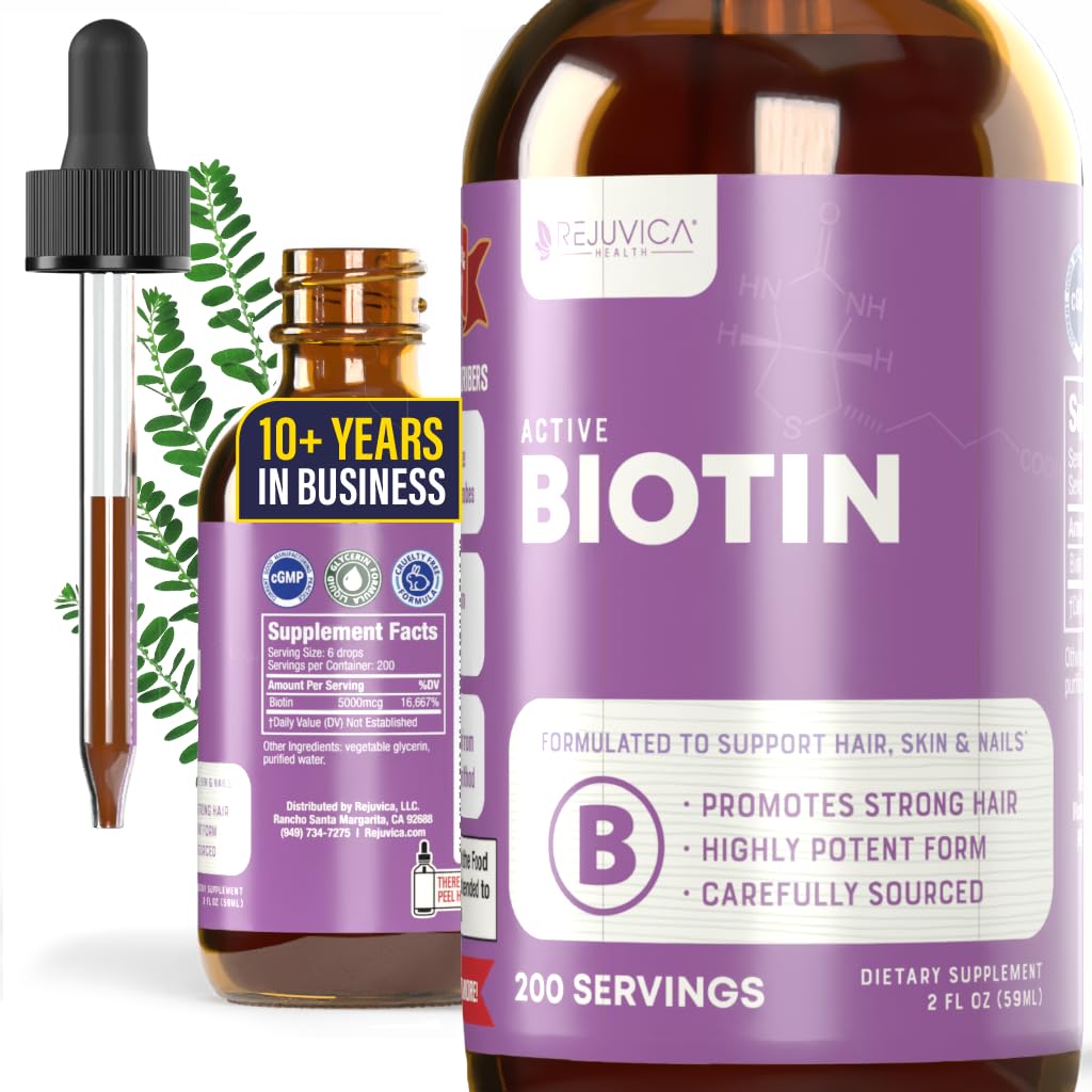 Rejuvia Health Active Biotin - Advanced Liquid Biotin Suplement - 5000mcg Dukung Hair Skin & Nails