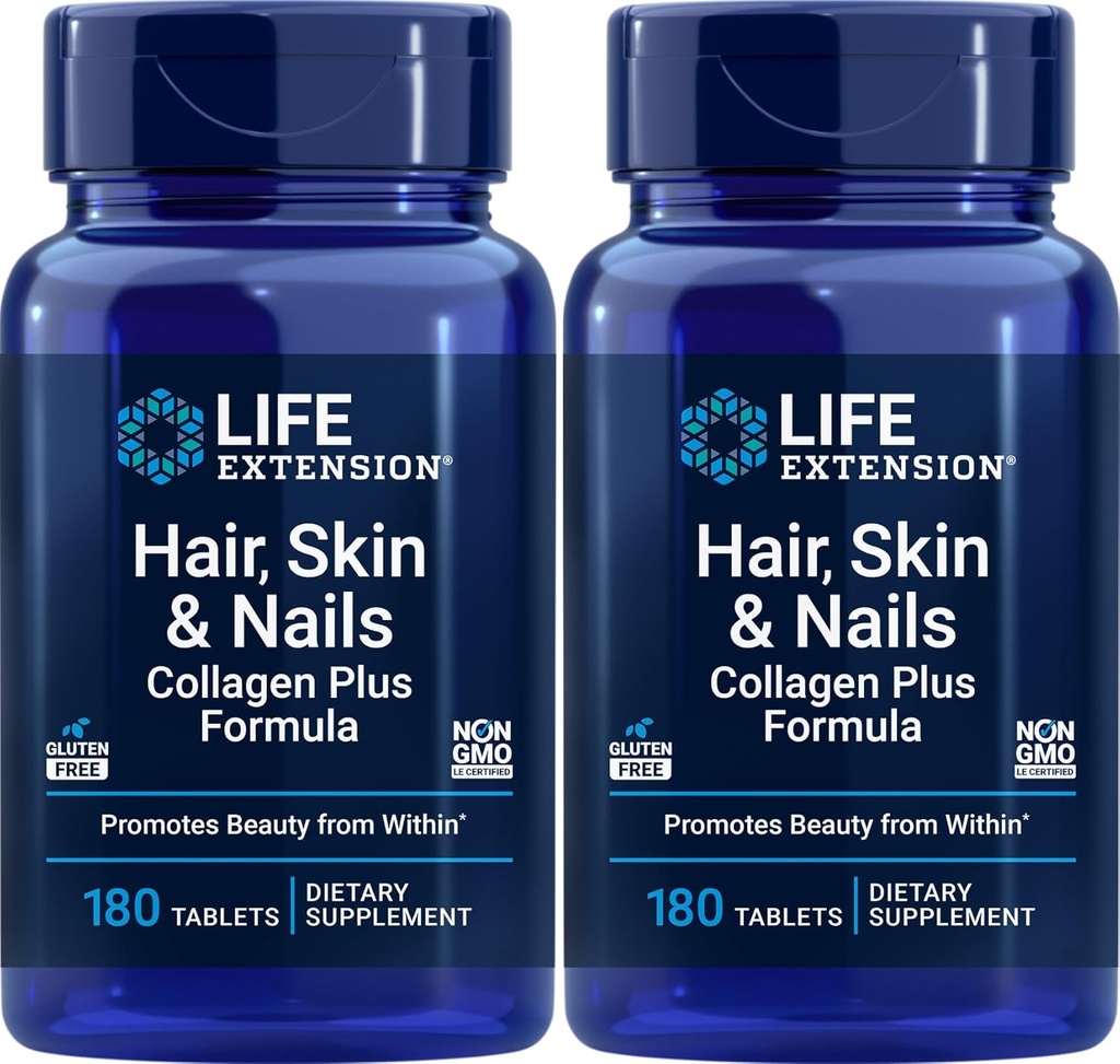 Rambut Ekstensi Hidup, Rambut Skin & Nails Collagen Plus Formula, 180 Tablet (Paket 2)