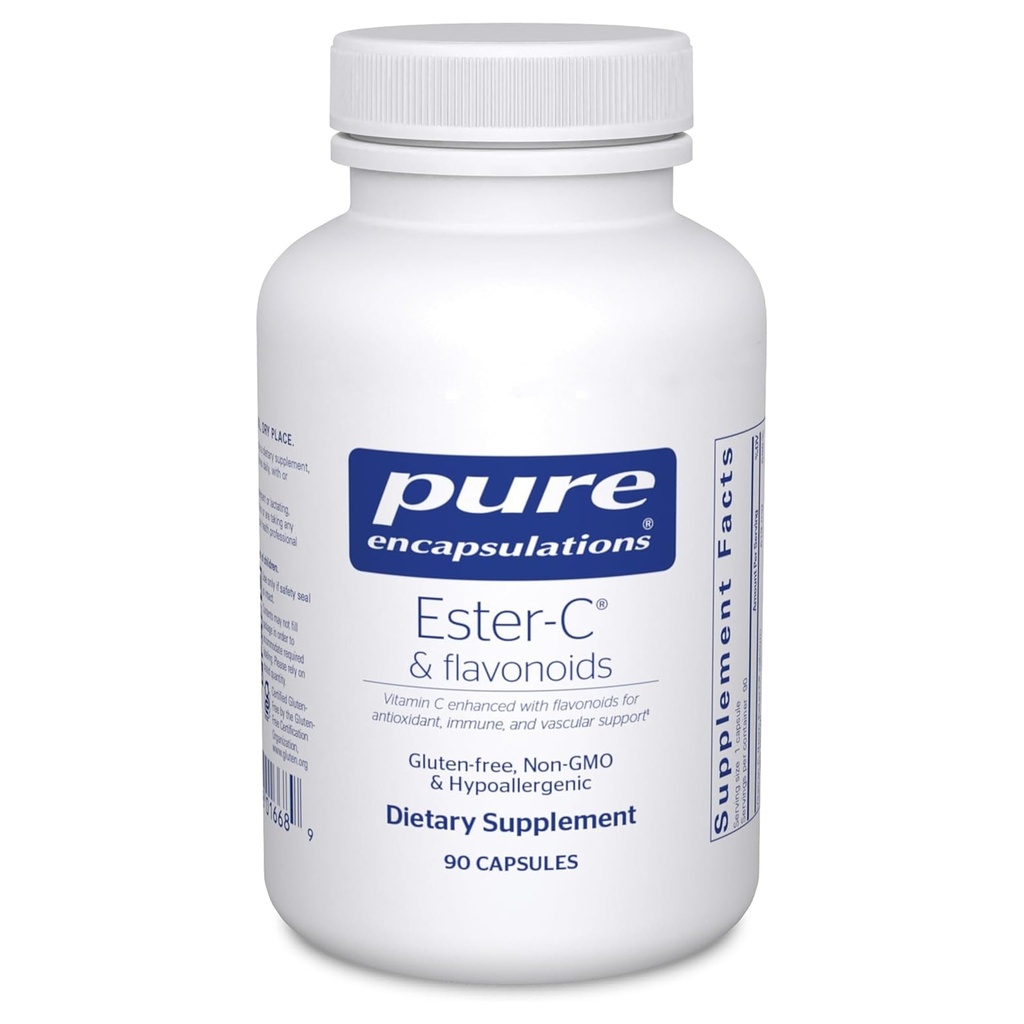 Encapsulasi Murni Ester- C & Flavonoid - Vitamin C Suplemen untuk Antioksidan - Imune & Vascular Dukungan * dengan Calcium & Rutin - Lembut pada Divalry - Vegan & Non-GMO - 90 Capsules