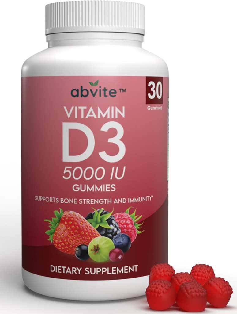 Tanaman - berbasis Kekuatan Ekstra Vitamin D3 5000IU Tambahan Gummies. Gluten Free and No Artificial Flavors. Mendukung Bone Health dan Imunitas. Dibuat di Amerika Serikat .30 Cacah (30 Hari Supply)