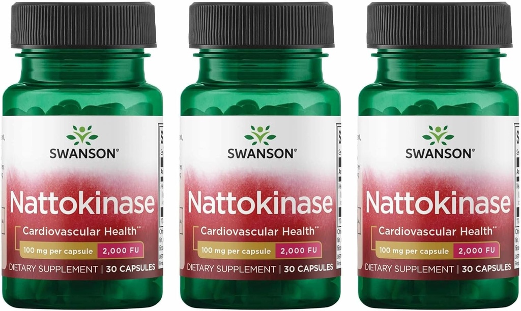 Swanson Nattokinase 2000 Fibryoolytic Unit 100 juta gram 30 Capsules Enzyme (3 Pack)