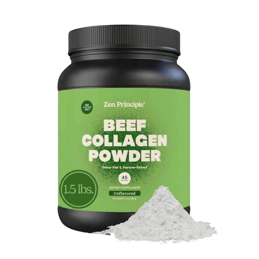 Zen Principle Grass- Fed Agglomomerated Hydrolyzed Collagen Peptides 1.5 lb. Antiaging Protein Powder untuk Rambut sehat, Skin, Joints. Paleo Friendly, GMO dan Gluten Free, Pasture- Dibesarkan Bovine.