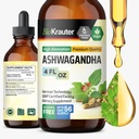 BIO KRAUTER Ashwagandha Liquid Drops - Ashwagandha Suplemen untuk Kesetaraan - Vegan Mood Dukungan Drops - Alkohol & Gula Bebas - 4 Fl.Oz.