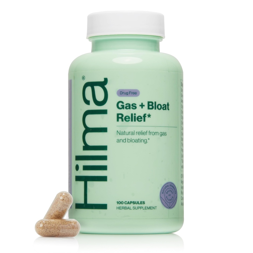 Hilma Natural Gas dan Bloating Relief dengan Lemon Balm, Fennel & Peppermint Leaf, Dokter Formulated dengan Organic Ingredians, 100 Vegan Capsules