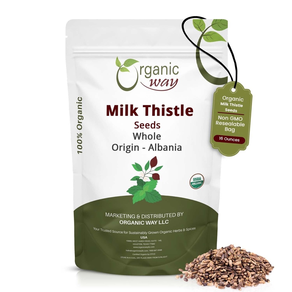 Wortel Thistle Worm Whole Milk Thistle Seeds (Silybum marianum) - Herbal Tea 124; European Wildwest, Organic & Kosher Certified, Vegan, Non Gimten & Glute Free, USDA Cerfied, Origin (16 Oz)