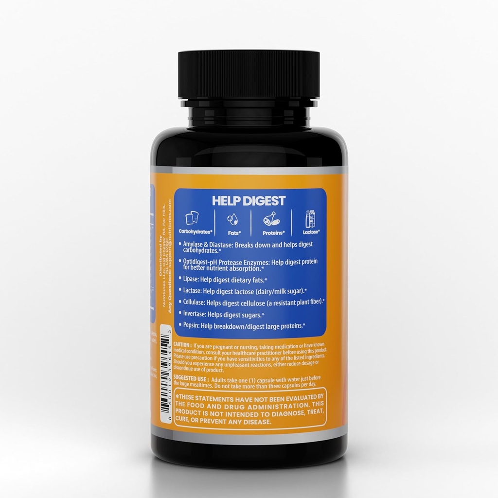 Semua - dalam -One Multi Enzyme Digetical Enzymes Suplement - Mudah Breaks Down Carbs, Fats, Protein & Dairing - Pasokan Kesehatan, Pelepasan Bloating Relief & Gut Comfort - Vegan, 60- Day Supply
