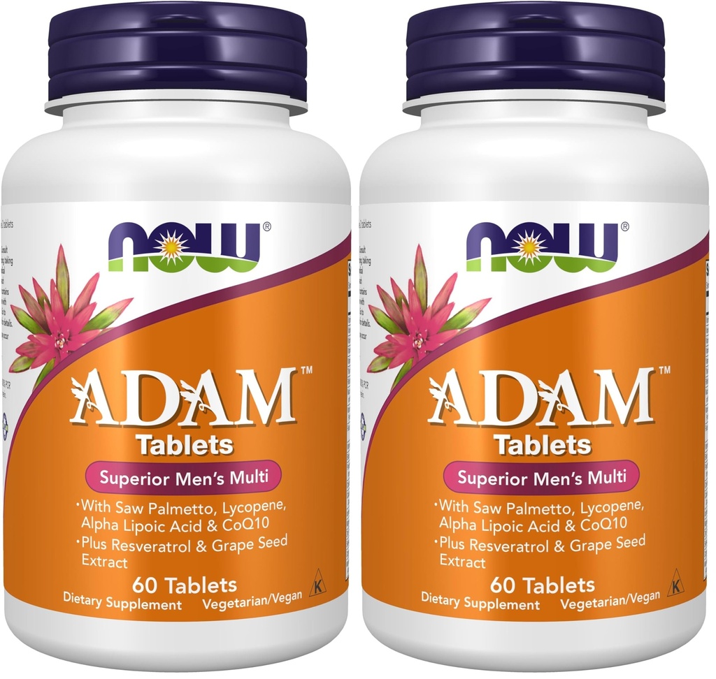 Suplemen, Adam ™ 's Multivitamin dengan Saw Palmetto, Lycopene, Alpha Lipoic Acid dan CoQ10, Ditambah Natural Resveratrol & Grap Ekstrak, 60 Tablet (Paket 2)