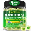 Gusi Minyak Benih Hitam, Chlorofil & Sea Moss Suplemen 500mg, Biotin 500mcg dengan Collagen Hydrolyzed untuk Skin, Rambut & Nails, Vit E, C, Zinc untuk Overall Health, Dorganic Cold Press,