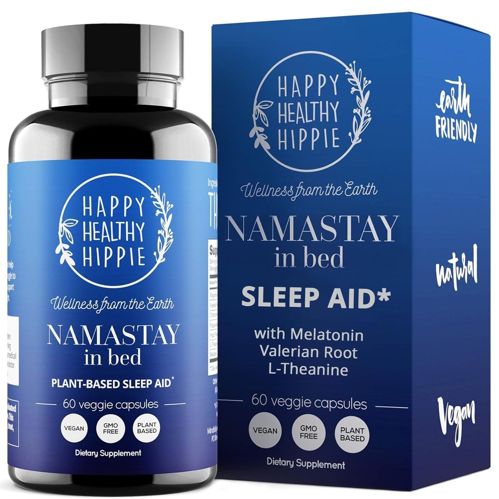 Natural Sleep Aid for Adults w / Low Dose Melonainin 0.5mg - Valerian Root + Magnesium Glycinate + L-Theanine Suplement, Chamomile 124; No Morning Grogliness 124; Non- Habit Forming 124; Plant - Based Pistls, 60 Ct