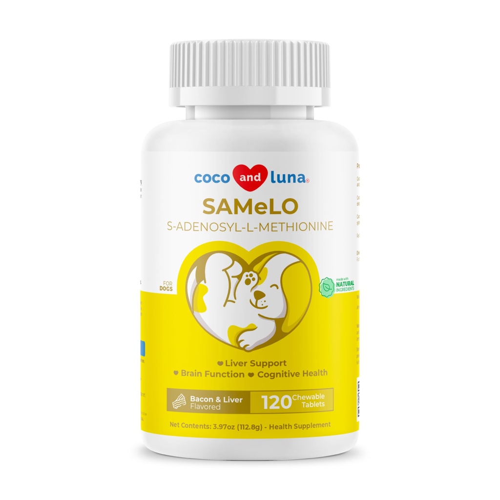 Sama dengan Dogs - 120 Chemble Tablets - S-Adenosyl- L- Methionine, Liver Suplemen - Kesehatan Otak, Dukungan Kognitive Promosi, Dukungan Hati (Tablet Sama)