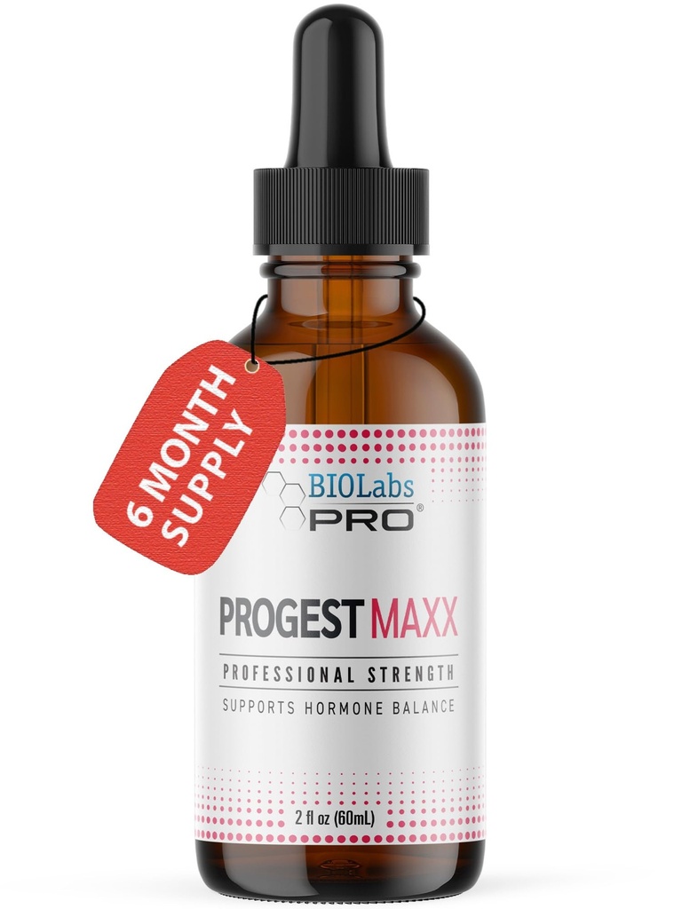 MAXX Progesterone Oil, Progesteron Natural Bioidentik Progesterone untuk Perempuan, Hot Flashes & Menopause Dukungan, 2oz Botol - Enam Bulan Suppply