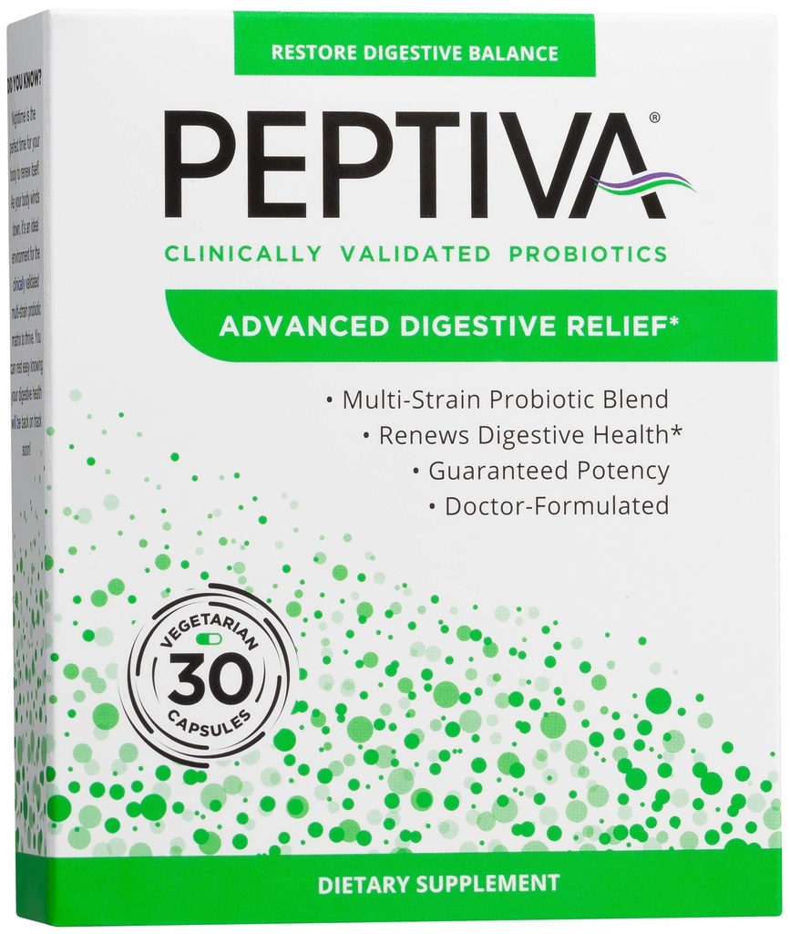 Peptiva Tingkat lanjut 50 Miliar Probiotik CFU - Bantuan Digetical - Secara klinis Validasi, Premium Probiotic, 30ct