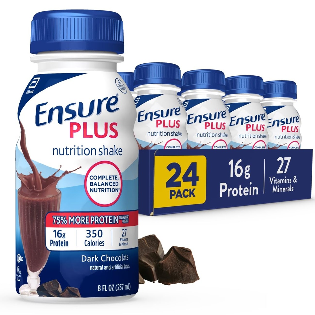 Pastikan Chocolate Gelap Shake Nutrection 124; Pengganti Meal Shake 124; Siap untuk Minum 124; 16g Protein dan 27 Vitamin dan Mineral 124; 8 fli oz - 24 Pack