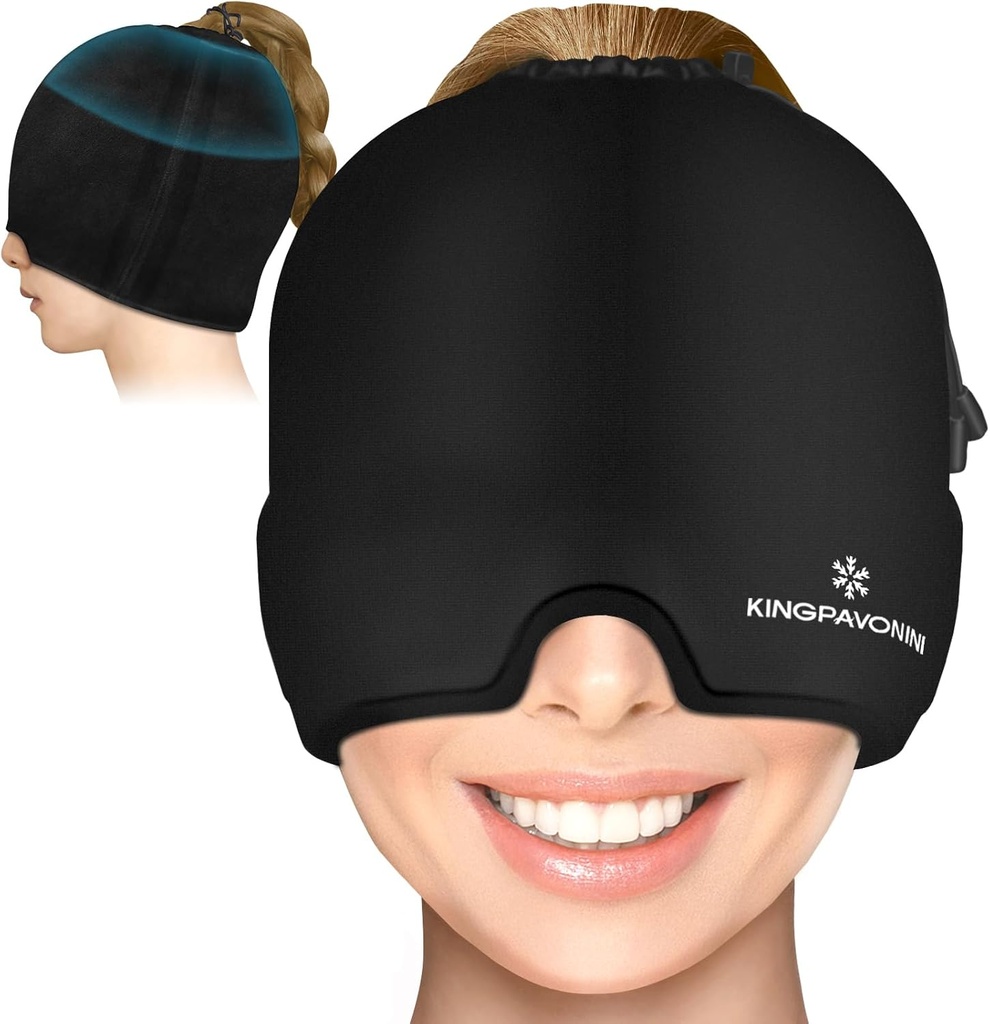 Cap Relief sakit kepala gel Ice Migraine, Cap Migraine yang dapat disesuaikan dengan Drawstring Fits All Heads, Cold Compression Migraine Relief Cap for Tension, Stress, Sinus, Puffy Eyes, Hot / Cold Therapy