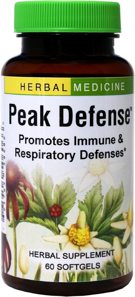 Herbs Etc. Peak Pertahanan - Dukung Sistem Repiratory Sehat - Herbal Suplemen untuk menyokong Kesehatan - Vitalitas Dukungan untuk Dewasa - Gluten- Bebas - 60 Softgels (60 Pelayan)