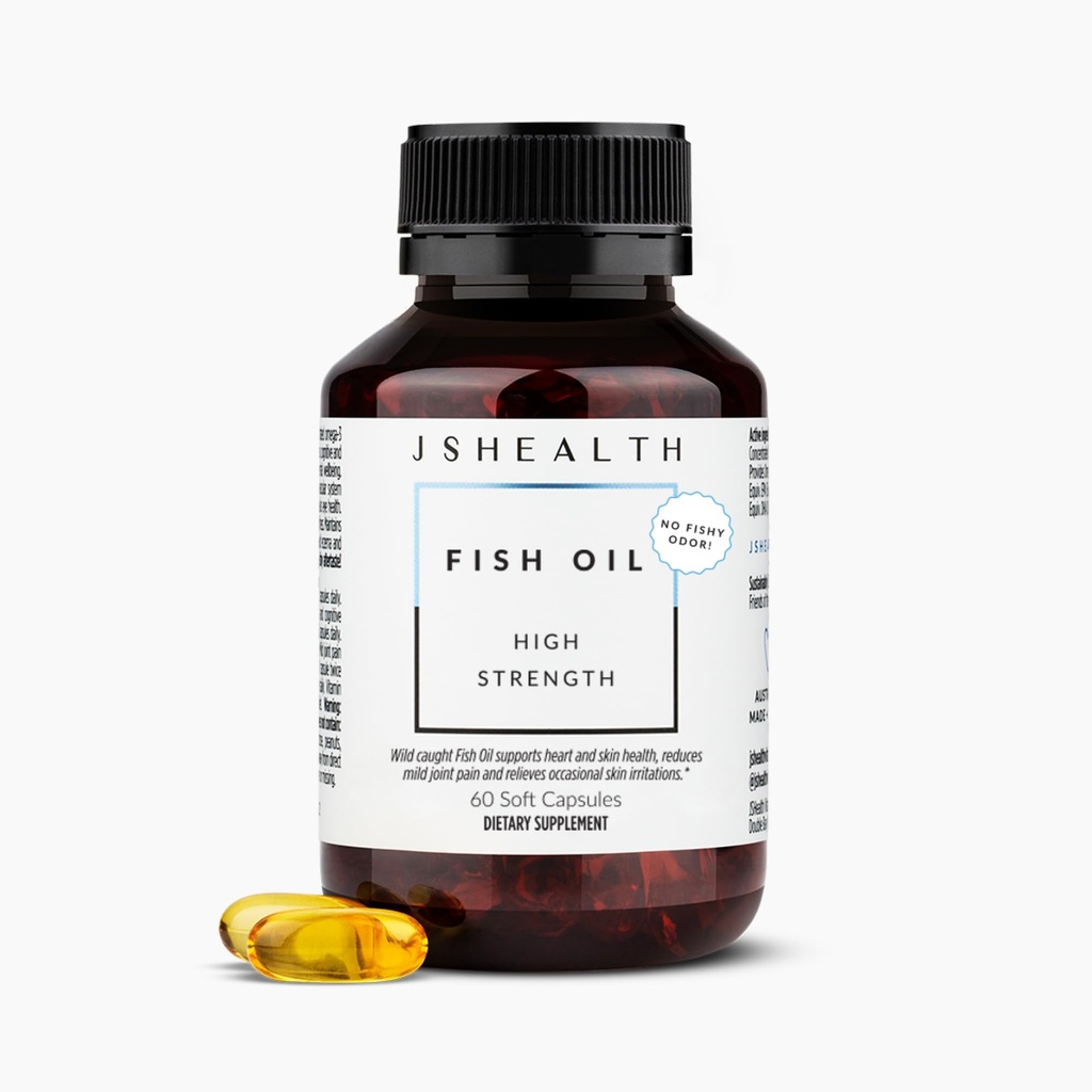JSHealth High Strength Omega-3 Fish Oil 124; Wild- Caught, Friend of The Sea Sertifikasi, 60 Kapsul