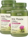 GNC Herbal Plus Milk Thistle 1300mg, Twin Pack, 120 Caplets per Bottle, Menyediakan Fungsi Hati Sehat