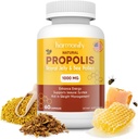 Bee Pollen Propolis Royal Jelly Extract dengan Carob, Suplemen Dukungan Imune Murni, Gluten- Free, Vegetarian Capsules, 1000 mg