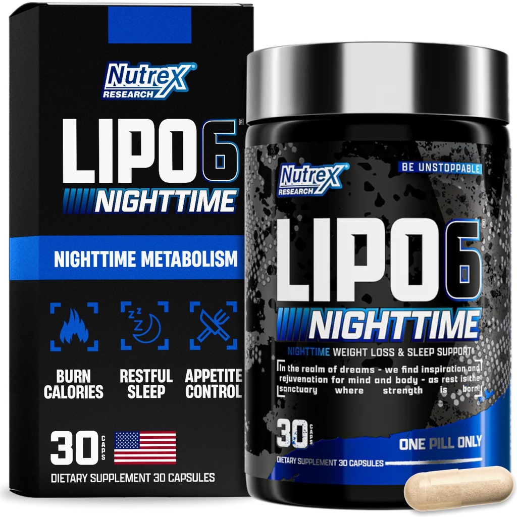 Nutrex Lipo 6 Nighttime Fat Burner 124; Melonatinin Sleep Aid & Weight Loss Diet Pills for Men and Women 7.124; Night Time Metabolisme Booster Appetit Supressant 124; 30 Servis (1)