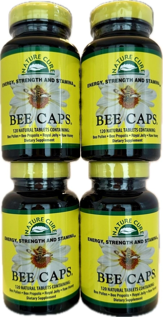 Caps Bee Asli di Brown Bottles - 4 Pack - 120 Hitung Setiap Botol