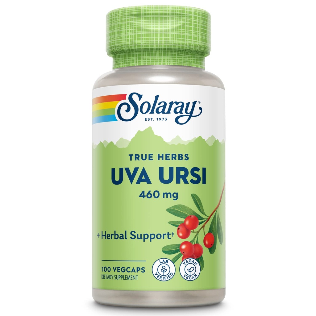 SOLARAY Uva Ursi Leaf 460 mg 124; Healthy Bladder, Kidney & Urinary Tract Fungsi Dukung: Non-GMO 124; 100ct (Take 3 Daily)