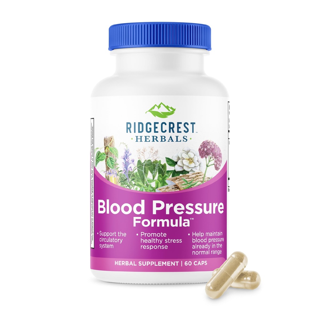 RidgeCrest Herbals Tekanan Darah Herbal Formula, 12 Herbs, Poria Jamur, Gastrodia, Gardenia, untuk Heart, Vascular, Circulation Kesehatan (60 Count (Paket 1))