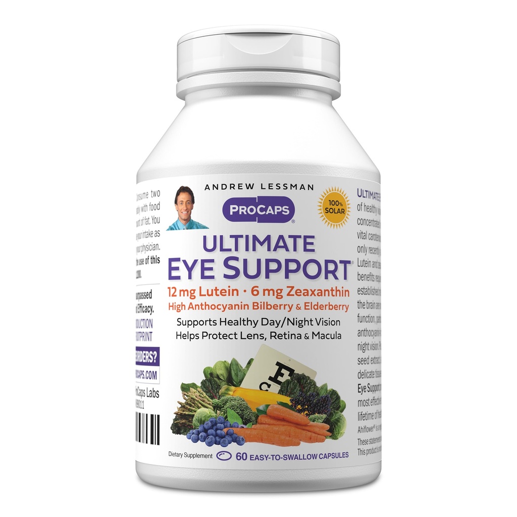 ANDREW LESSMAN Ultimate Eye Dukung 60 Softgels - 12mg Lutein, 6mg Dalxanthin, Bilberry, Key Nutrients untuk Mendukung Kesehatan Mata dan Vision Sehat Provenious. Tidak ada Addonist. Mudah untuk Swallow Softgels