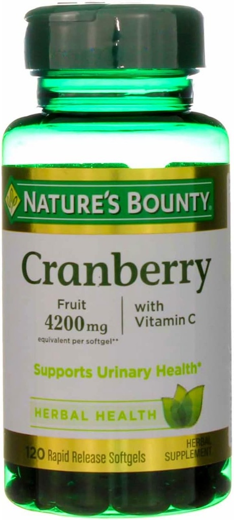 Nature 's Bounty Cranberry Fruit 4200 mg, Plus Vitamin C Softgels, 120 ea (Paket 4)