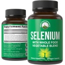 Tambahan Selenium dengan Whole Food Blend dari 25 + Vegetables dan Buah-buahan untuk Max Absorpsi. Katup Selenium Vegan murni untuk Sistem Imune, Dukungan Thyroid, Kesehatan Jantung, Dukungan Prostat. 30 Pil