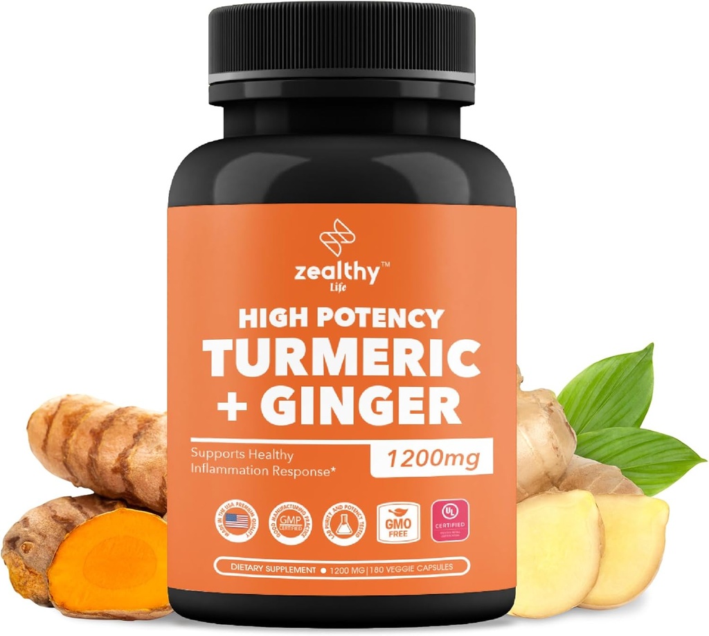 Turmeric + Ginger Capsules 1200 mg 124; Comfort Bersama, Inflammation Dukungan Kesehatan & Digetical *