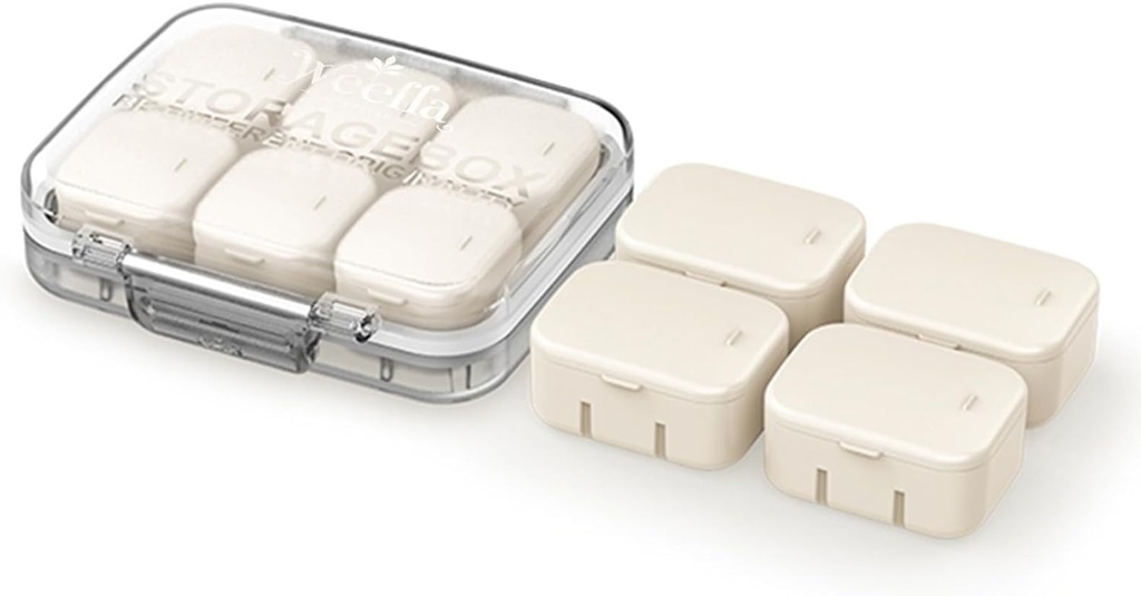 Ultra Small Travel Pill Organizer untuk Purse, 10 Tiny Detaclyble Inner Box, Airtight Vitamin Case Holder dengan Sticker Warna, Compact & Portable Cute Medicine Container (AP)