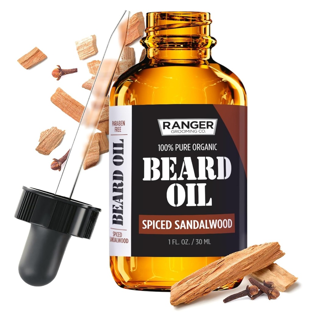 Leven Rose Spiced Sandalwood Beard & Leave In Conditioner by Ranger Grooming Co, 100% Pure Natural Organic for Groomed Beard, Coustaches, and Moisturized Skin 1 oz