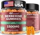 Berberine dengan Cinnamon Gummies Ceylon - 1500mg HCI Suplemen Berberine dengan Chromium, Turmeric dan Milk Thistle - Imune Dukungan Perempuan & Pria - 60 Sugar Free Gummim
