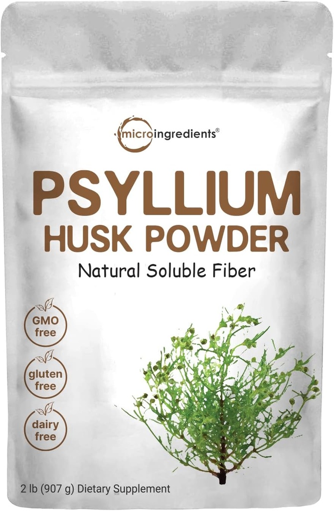 Mikro Ingredients Psyllium Husk Powder, 2lbs (32Oz) 124; Daily Soluble Fiber Suplement; India Origin 124; Natural Pregories & Prograce 124; Pasokan Kesehatan Digetical 124; Non-GMO, Keto Friendly, Vegan