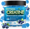 Cretine Monohydrate Gummies for Men & Women 120 CT - 5600mg dari Creatine Monohydrate per Serving, Chewable Creatine Monohydrate for Muscle Duction Boost, Sugar Free, Vegan (Blueberry Flavor)