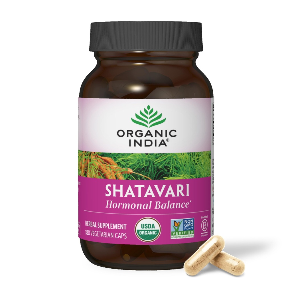 Organik INDIA Shatavari Kapsul - Herbal Suplemen, Support Hormonal Saldo, Imune System Support, Vegan, Gluten- Free, USDA Organik, Support Reproduktif Kesehatan - 180 Capsules