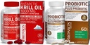 Bronson Probiotic 50 Milyar CFU + Prebiotic dengan Apple Polyphenol & Pineapple Fruit Antartika Krill Oil 1000 mg dengan Omegaga- 3s EPA DHA