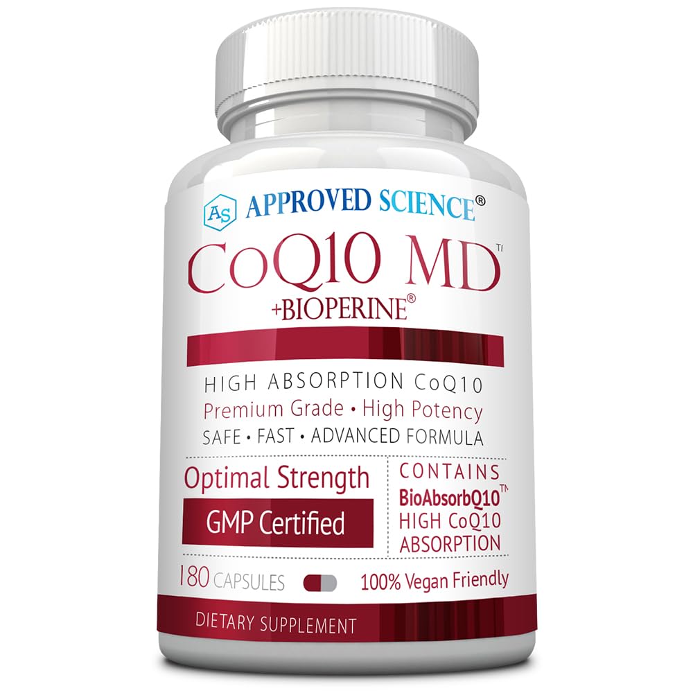 Approved Science ® CoQ10 MD - Ekstra Kekuatan 300mg CoQ10 Murni dengan Bioperine ® untuk Penyimpangan Lebih Cepat - Dukungan Optimal - 3 Bulan Suppply